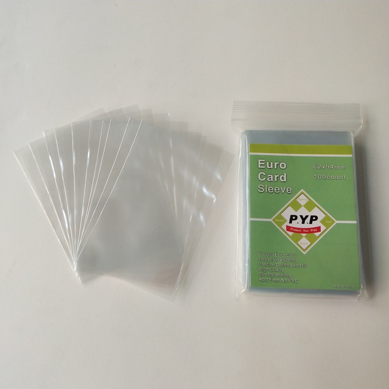 Crystal Clear Standard Euro Storlekskortsmuff 59x92mm Brädspelskortshylsor