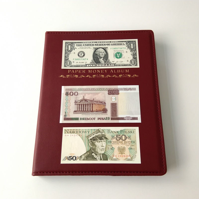 Red Currency Storage Binder Album Collector