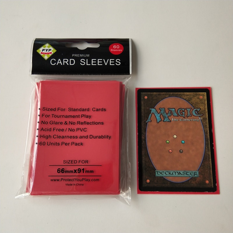 66x91mm fast röd standardstorlek MTG / Pokemon Gaming Card Deck Protectors
