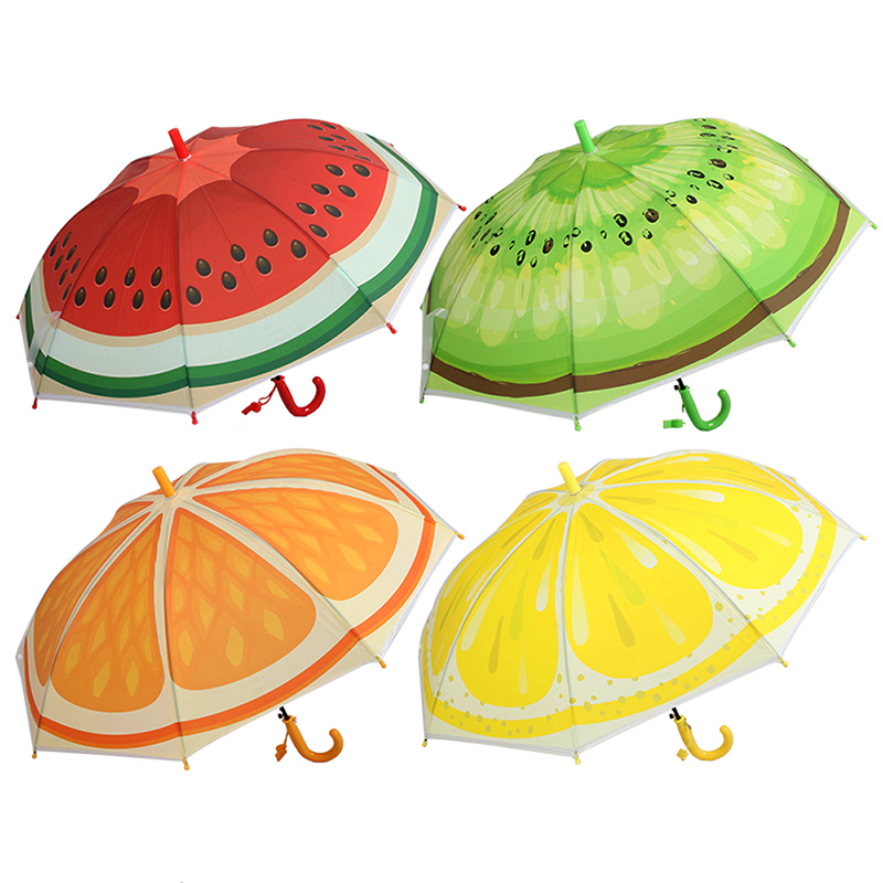 Frukt Transparent automatisk POE-material parasoll Söt paraply för barn