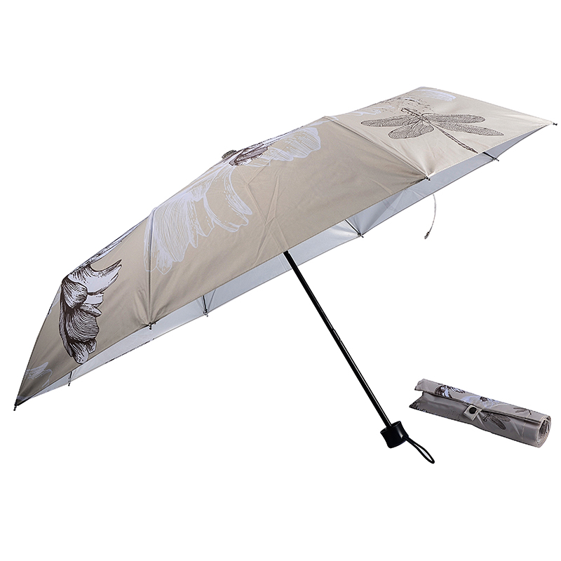 PR-paraply med trycklogotyp 3-fold paraply med silverbeläggning