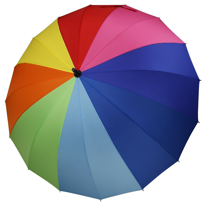 Partihandel regnbåge varor gåvor pongee tyg 16K rak automatisk regn paraply