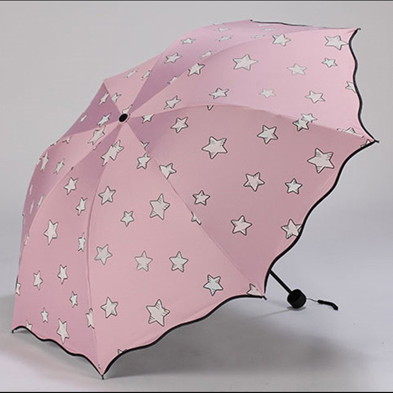 Färgskiftande regnparaply med manuell öppen funktion 3 vikbart paraply