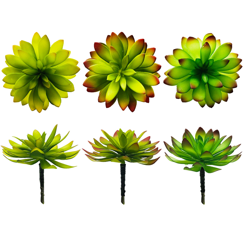 Konstgjorda suckulenta växter plocka gröna faux dekorationer kaktus