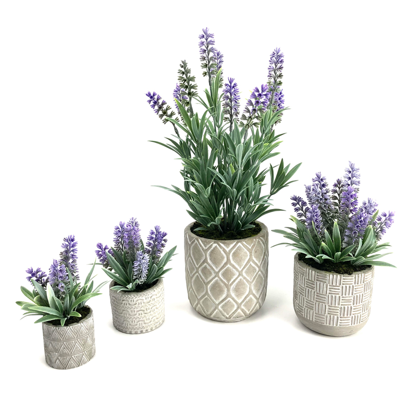 Modern konstgjord krukväxt Heminredning Lavendelblommor arrangemang Borddekoration