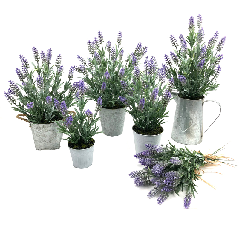 Konstgjord metall krukväxt Heminredning Lavendelblommor arrangemang Borddekoration