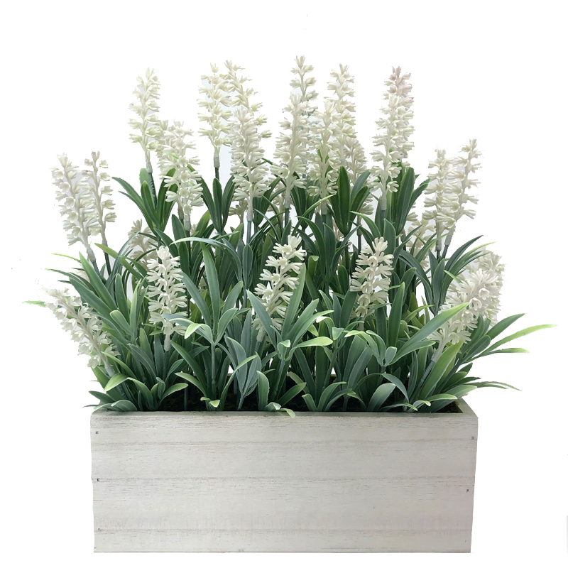 Konstgjord borddekoration Trä krukväxt Heminredning Lavendel blommor arrangemang