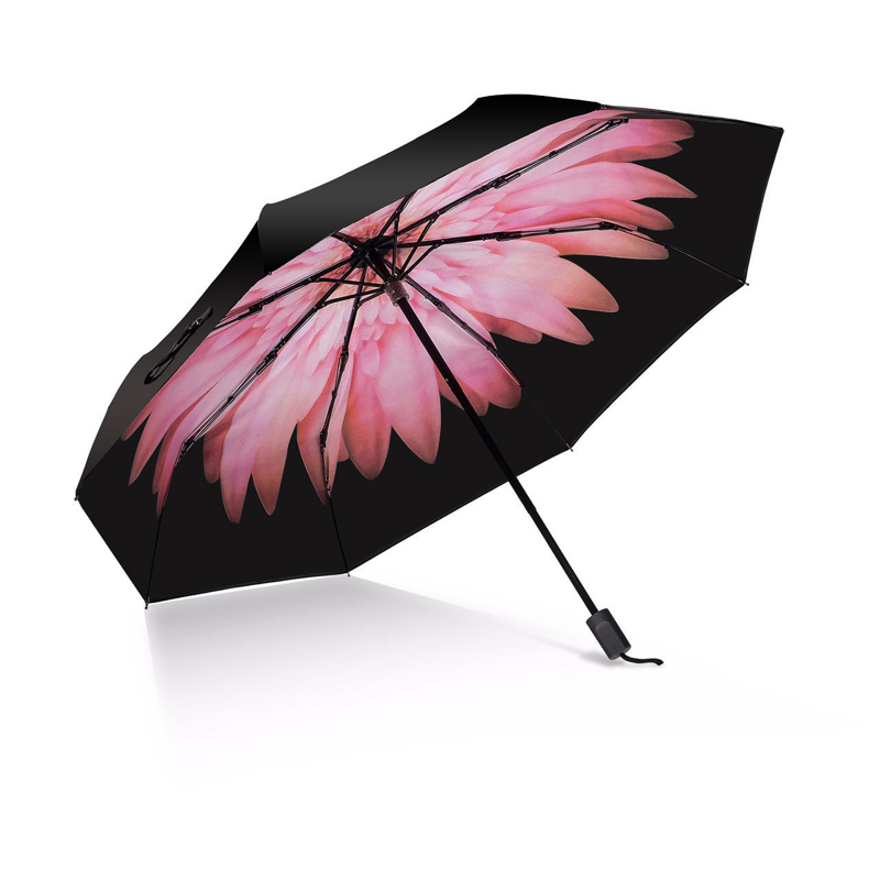 blomma inuti tryck svart beläggning anti UV vik paraply