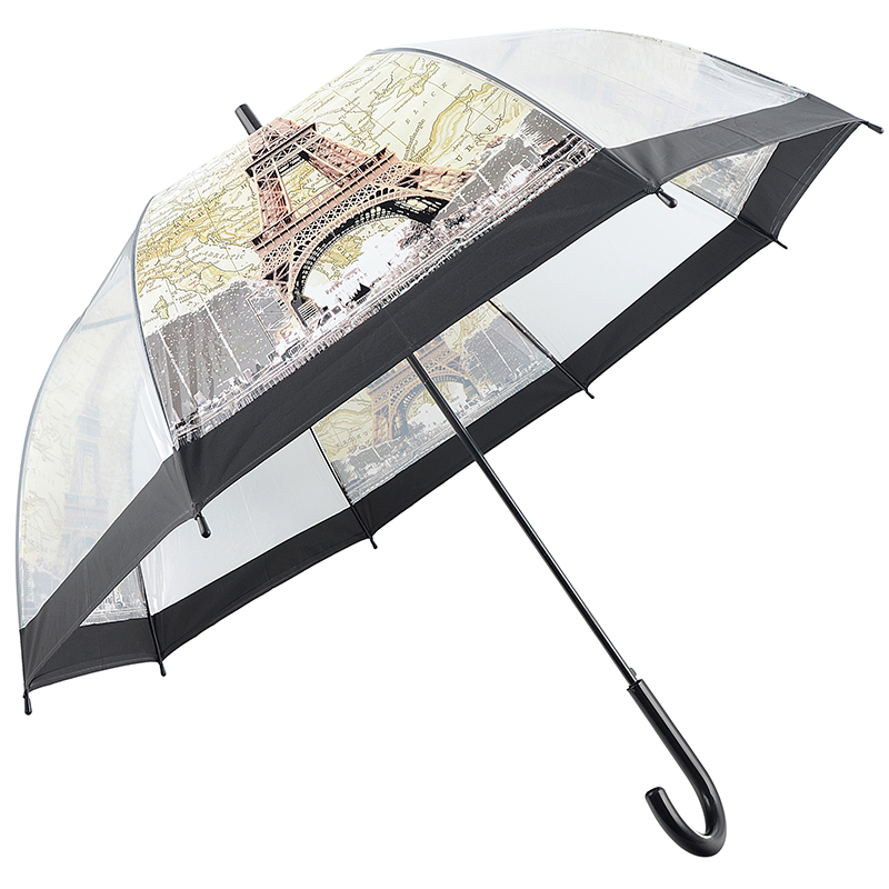 Transparent material rian paraply auto open dome apollo staight paraply