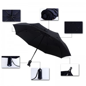 Facklahandtag Paraply 3-faldigt autoöppet och regnparaply för automatisk stängningsfunktion