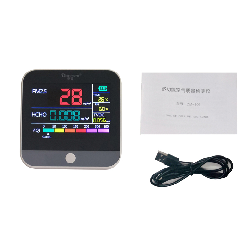 Dienmern Smart Air Quality Detector DM306 gasmonitor med lasersensor Hög känslighet PM2.5 HCHO TVOC TEMP HUM