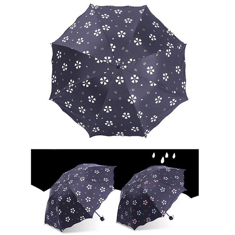 2019 Fancy presentartiklar Vätning regn magi tryck färg ändra tre gånger paraply