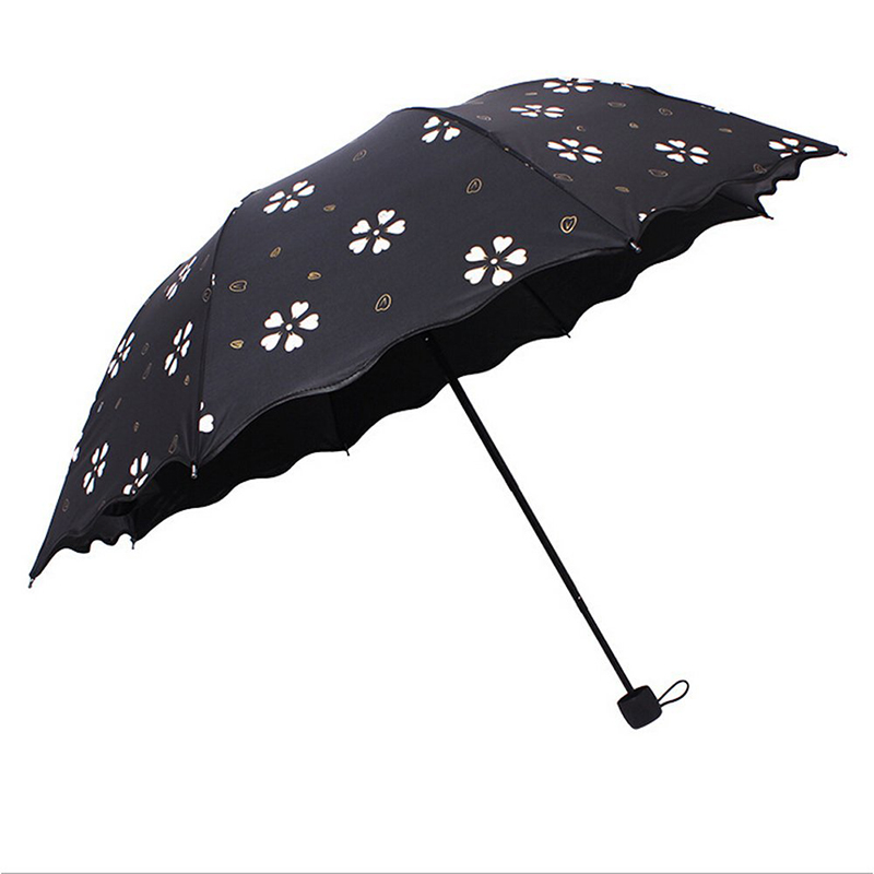 2019 Fancy presentartiklar Vätning regn magi tryck färg ändra tre gånger paraply