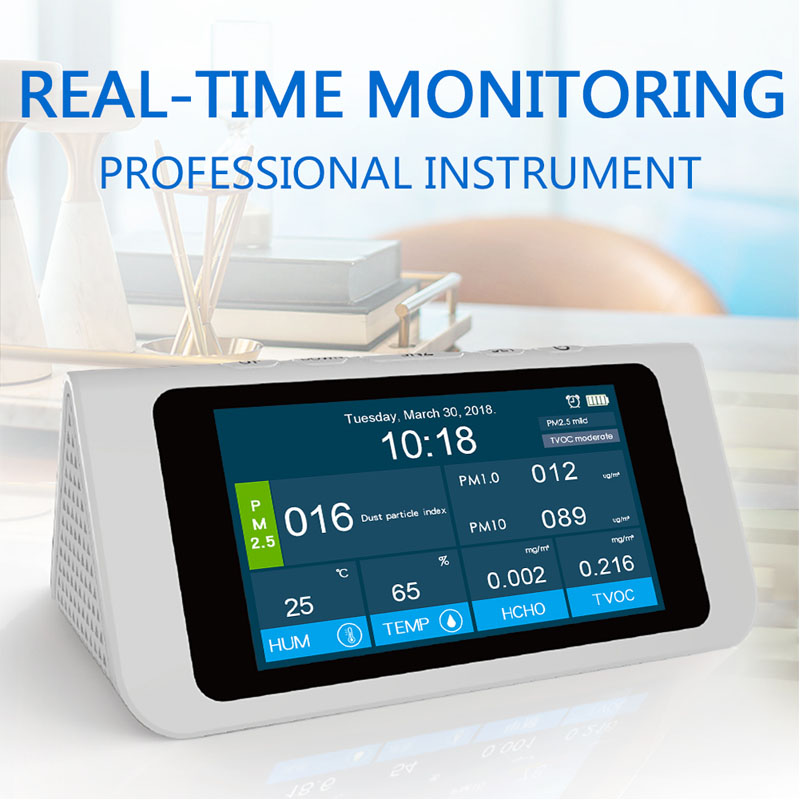 Dienmer Multifunktionsluftsdetektor Bärbar gassensor Smart kalibrering PM2.5 PM10 PM1.0 HCHO Luftkvalitetsmonitor Gasanalysator