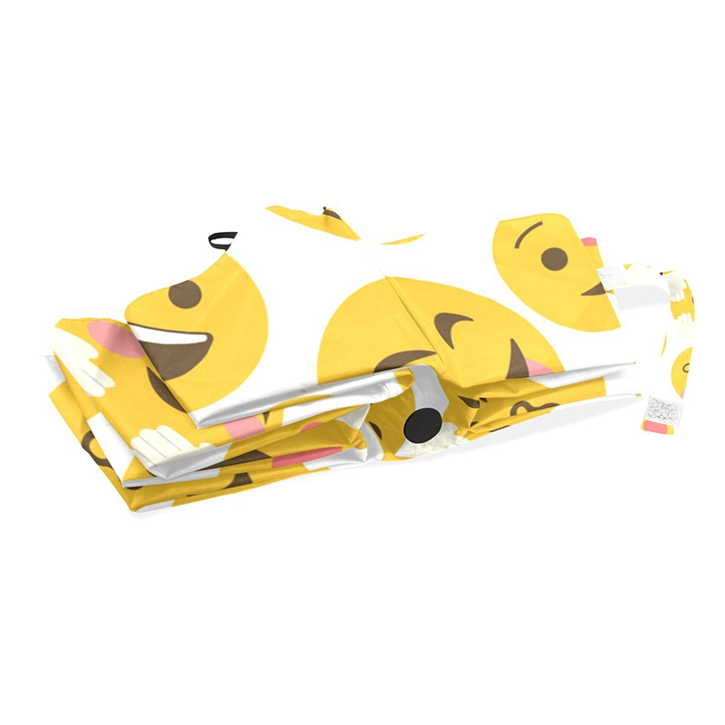 Underbar billigare anpassad utskrift Emoji helautomatisk paraply 3 hopfällbar