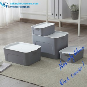 Multifunktionell låda i plast med lock, tydlig lagringsbehållare 5 i 1