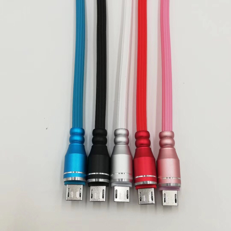 Snabbladdande aluminiumhölje Rund TPE USB-kabel för mikro-USB, typ C, iPhone-blixtladdning och synk