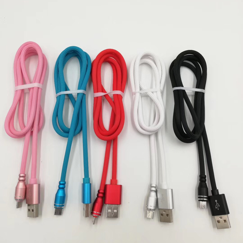 Snabbladdande aluminiumhölje Rund TPE USB-kabel för mikro-USB, typ C, iPhone-blixtladdning och synk