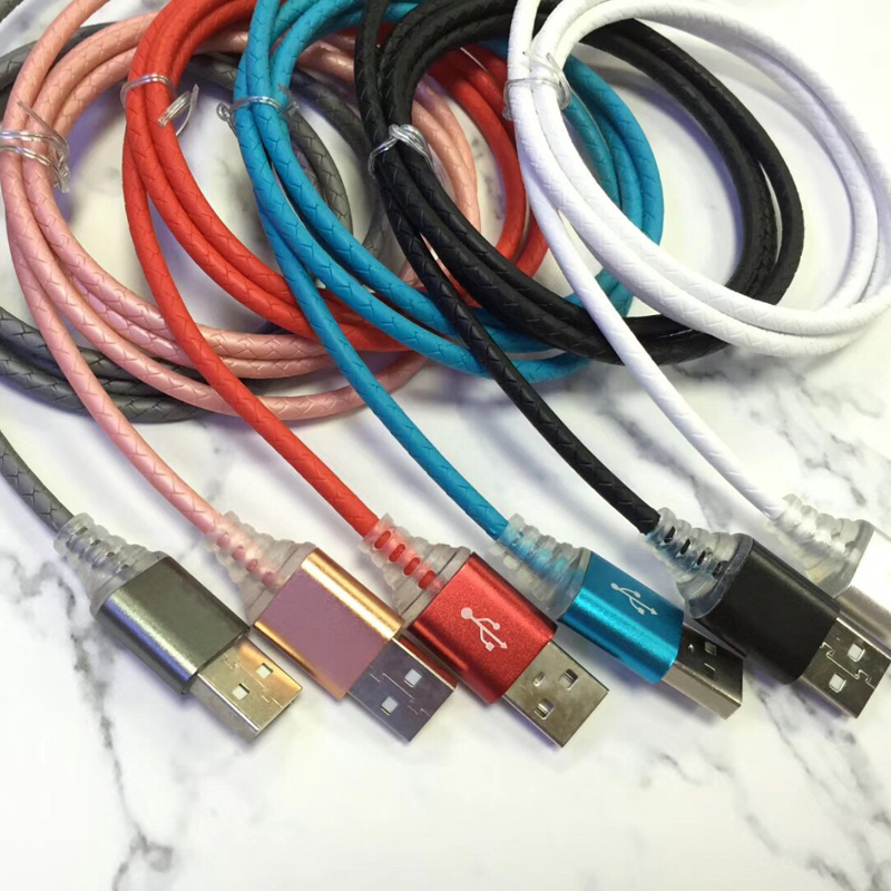 med LED Snabbladdning Rund USB-kabel för mikro USB, typ C, iPhone blixtladdning och synkronisering