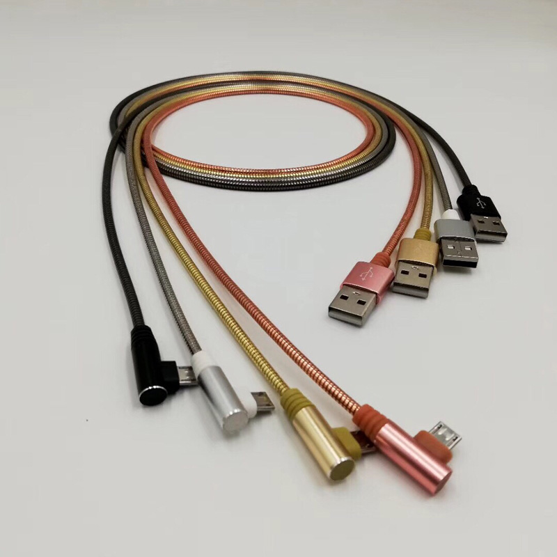 USB 2.0 metallrörskabel Laddning Rund aluminiumshölje USB-kabel för mikro-USB, typ C, iPhone-blixtladdning och synk