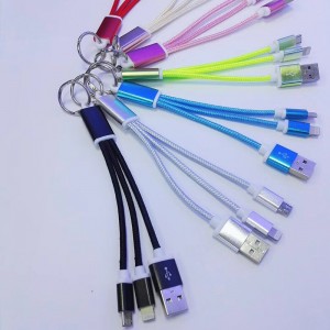 med ring 2 IN 1 Flätad kabel Laddning runt aluminiumhus USB 2.0 Mikro till blixtmikro USB-datakabel