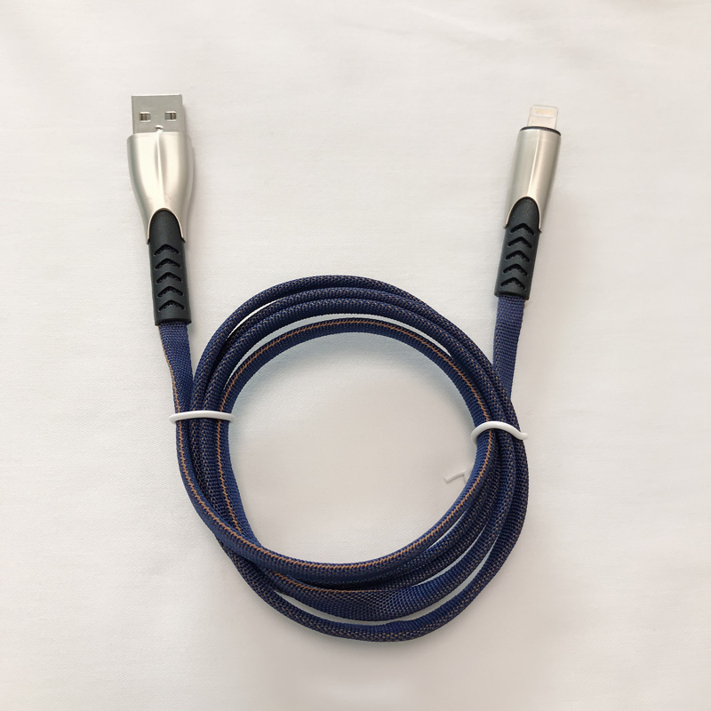 3.8A Flätad snabbladdning platt zinklegeringshus Tangle Free Flex böjande USB-datakabel för mikro-USB, typ C, iPhone blixtladdning och synk