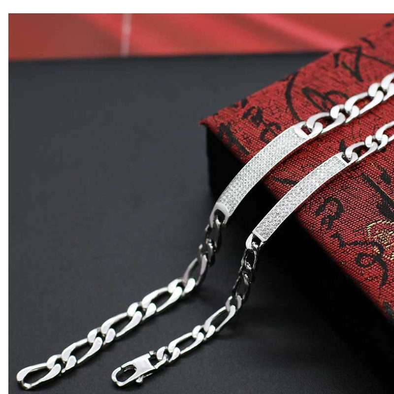 S925 Silver Fashion Mosaic Denim Armband Hög kvalitet Atmosfäriskt armband för män