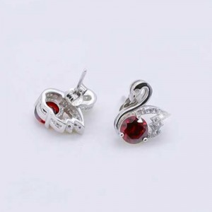 Small Swan Ear Nail 925 Silver Inlaid Ear Nail Individual Baitao Silver Jewelry