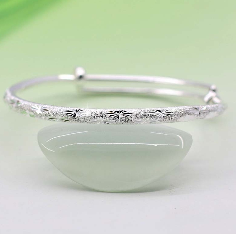 999 Silverarmband Helstjärna kvinnlig stil Enkel rundrörslipat handarmband