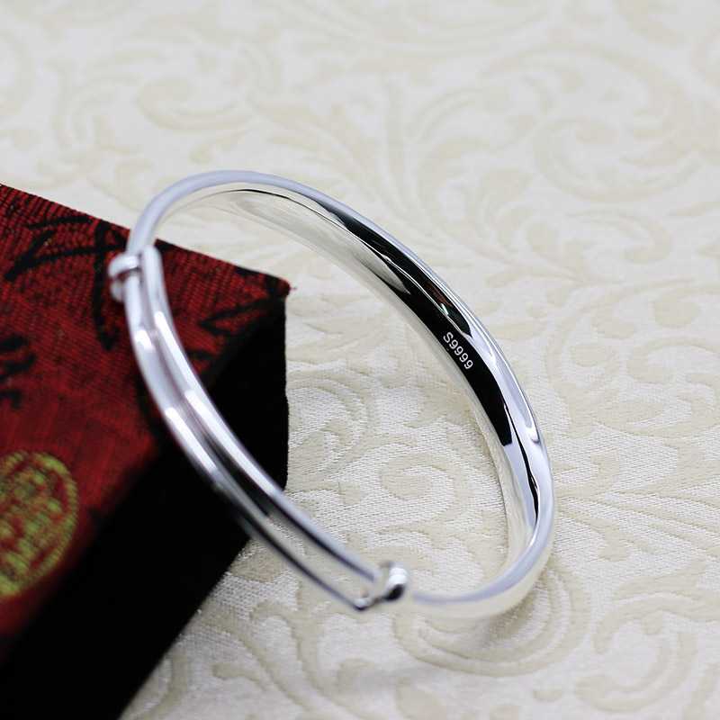 999 silver konvex armband, push and pull levande munsilverarmband, enkla trendiga silversmycken