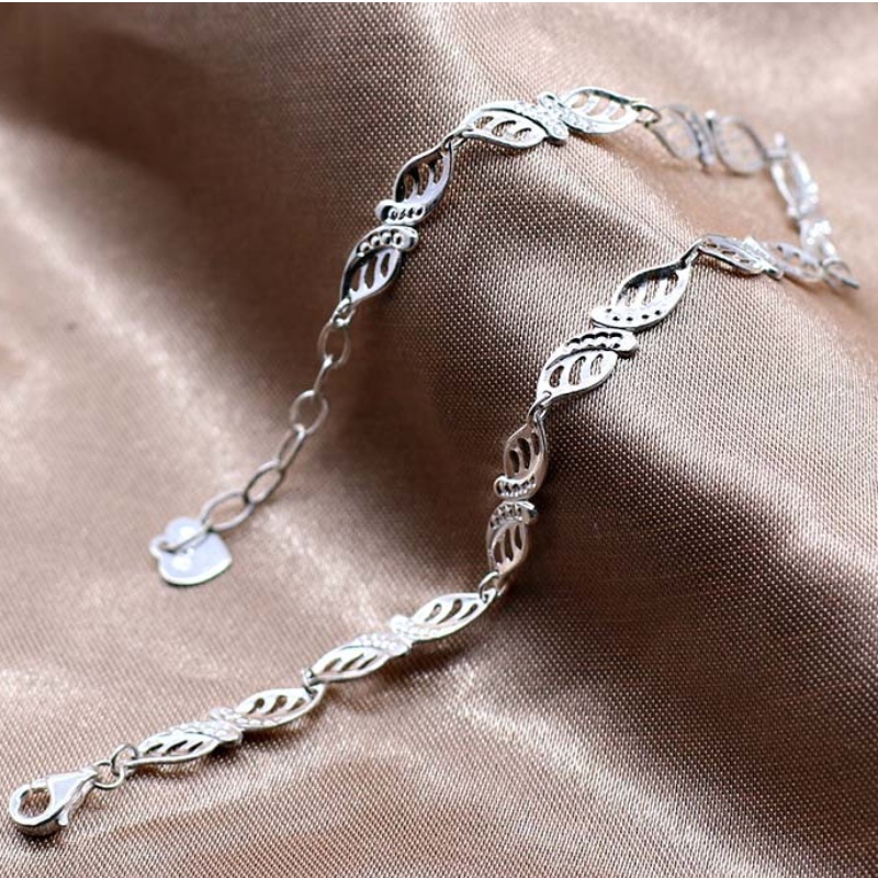 S990 Silverarmband Ljus Lyxmode Små färska bladarmband