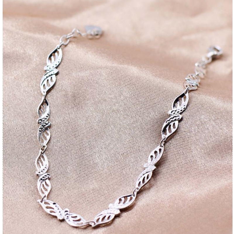S990 Silverarmband Ljus Lyxmode Små färska bladarmband