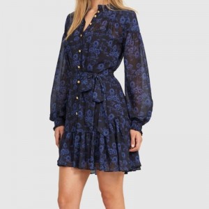 Ny långärmad miniklänning för kvinnor