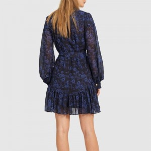 Ny långärmad miniklänning för kvinnor