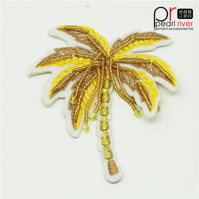 Coconut Palm Yellow Rhinestone Patch Nytt mode för dekoration anpassat
