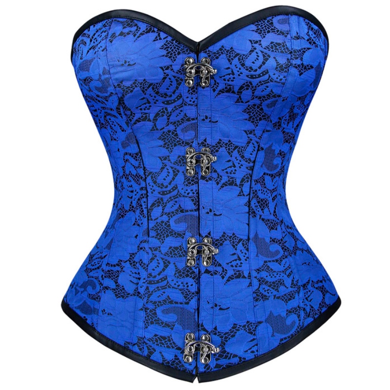 Sexig Gothic Floral Brocade Stroplös Stålben Body Shape Waist Cincher Overbust Korsett N19020
