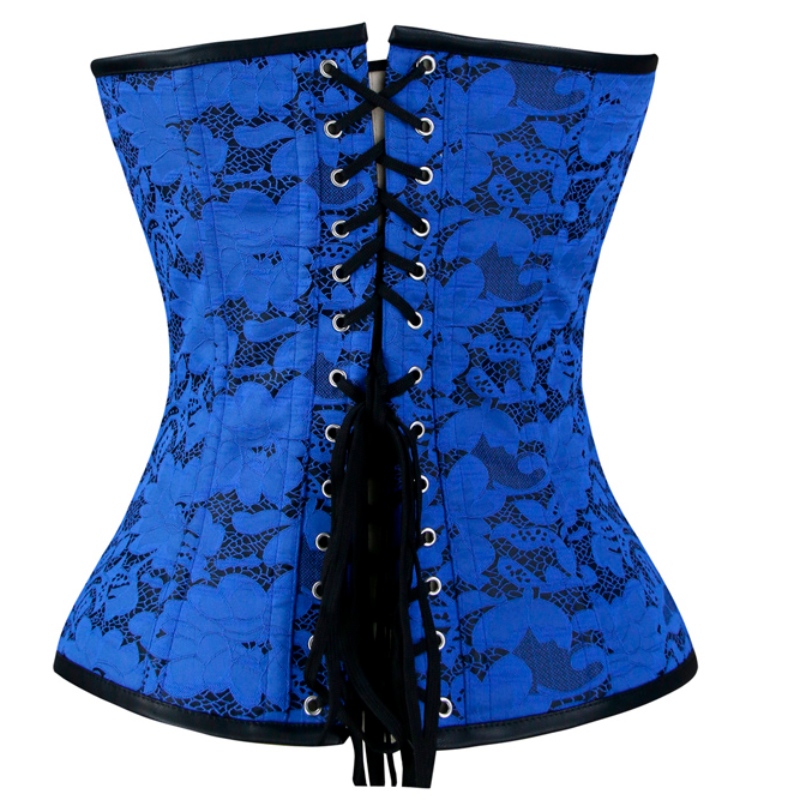 Sexig Gothic Floral Brocade Stroplös Stålben Body Shape Waist Cincher Overbust Korsett N19020