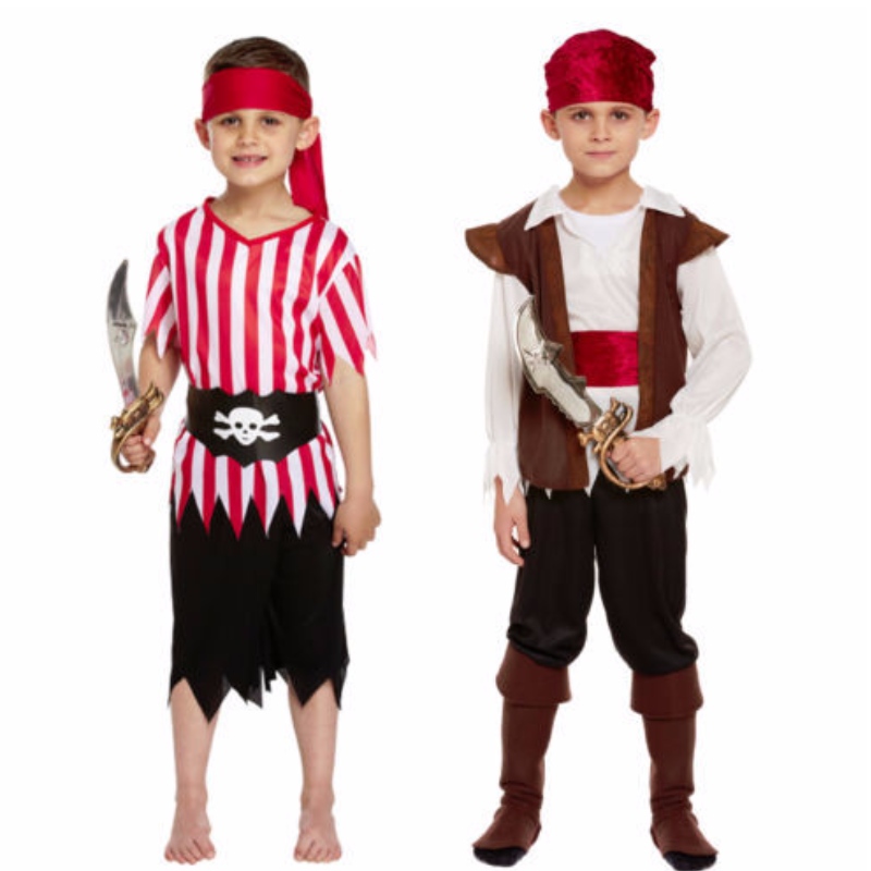 Kids Pirate Costume Boys Karibien Bokvecka Dag Fancy Dress Outfit Halloween