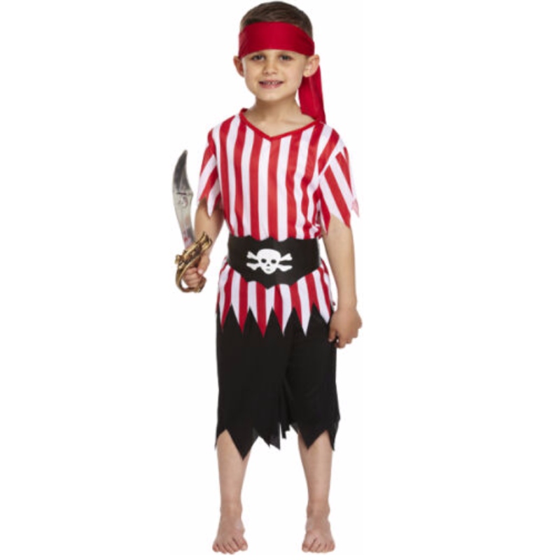 Kids Pirate Costume Boys Karibien Bokvecka Dag Fancy Dress Outfit Halloween