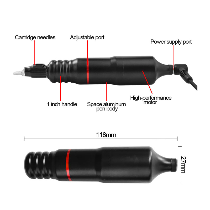 Makeup Tattoo Machine Pen Permanent Makeup Lip Ögonbryn Eyeliner Microblading Stark kraft för strömförsörjning med Tattoo Needles