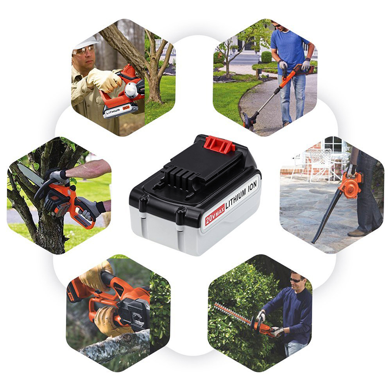 Li-ion 20V 4000 mAh utbytningsbatterier för Black u0026 Decker LB20, LBX20, LBX4020, LB2X4020 trådlösa verktyg