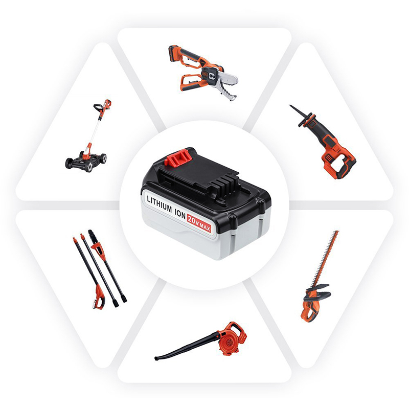 Li-ion 20V 5000mAh utbytesbatterier Trådlösa verktyg för Black u0026 Decker LB20, LBX20, LBX4020, LB2X4020