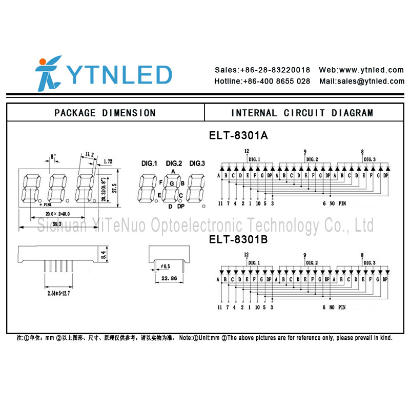 0,8 tums röd 3-siffrig 7-segment LED-display, digitalt rör