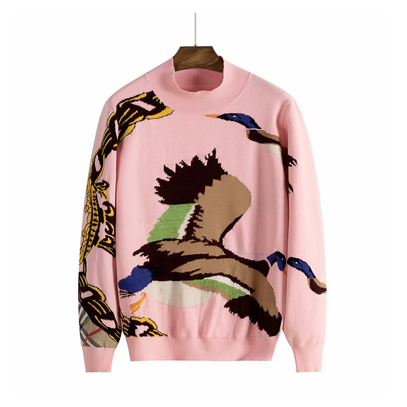 OEM u0026 ODM anpassad logotyp Jacquard Intarsia Wild Goose Fashion Design Stickat Kvinnor Pullover Sweater