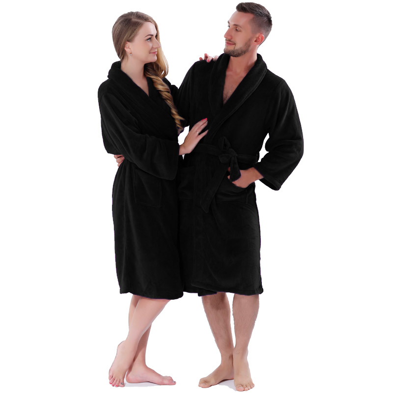 Par Solid Color Coral Fleece Robe