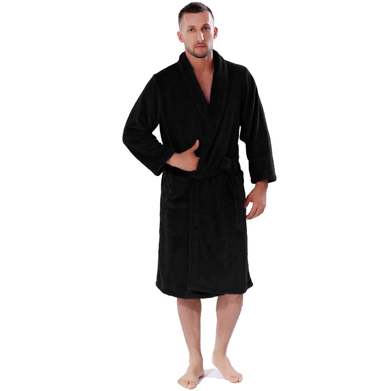 Par Solid Color Coral Fleece Robe