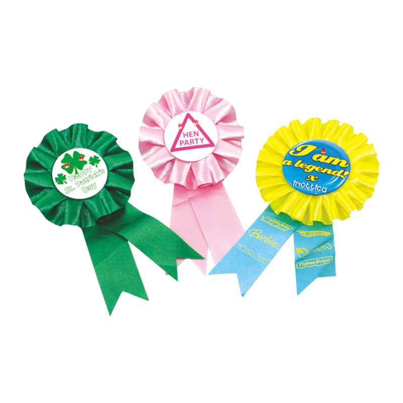 Kina tillverkare Round Ribbon Badge Plastic Pin badge Fashion Award för födelsedagsfest