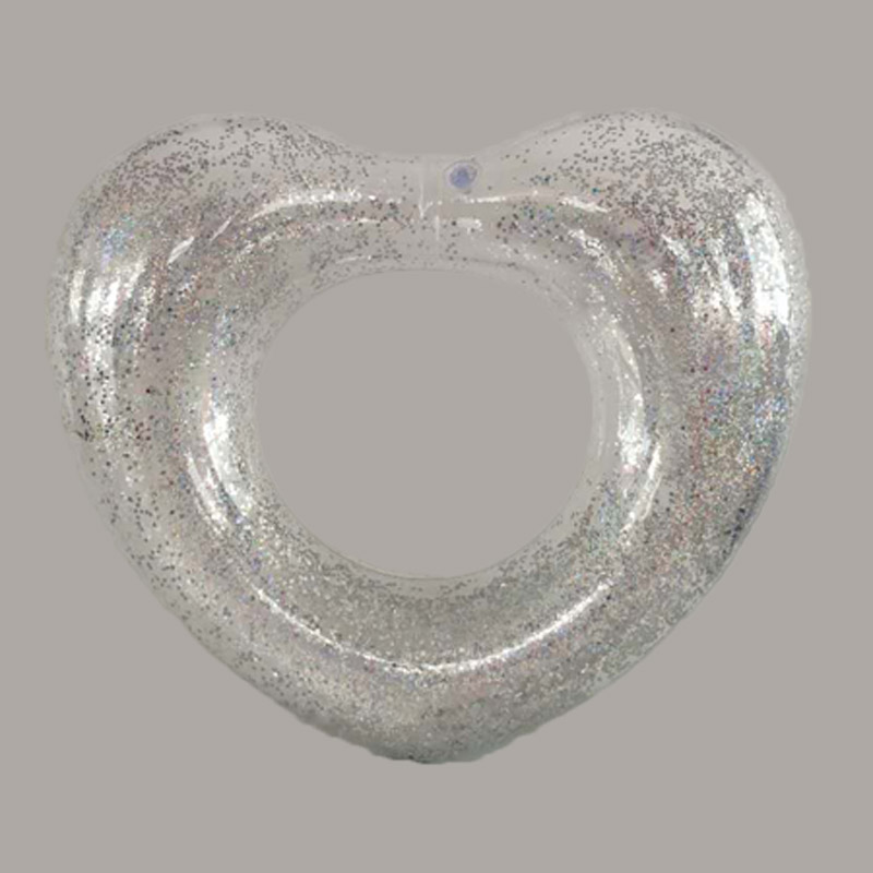 Uppblåsbara Transparent Glitter Heart-Shaped Badring för barn