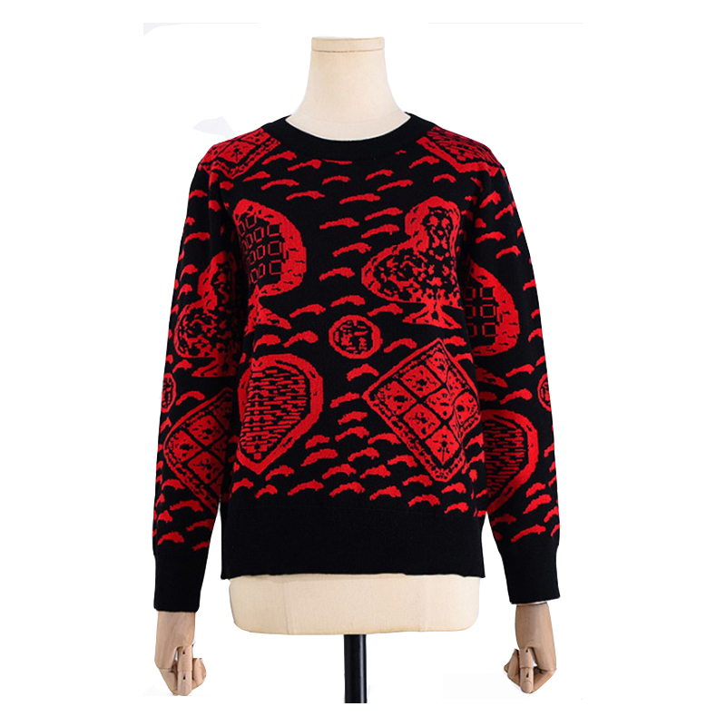 2019 Spunnen Cotton Poker Jacquard I lager Pullover Custom Logo Stickade tröjor