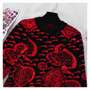 2019 Spunnen Cotton Poker Jacquard I lager Pullover Custom Logo Stickade tröjor